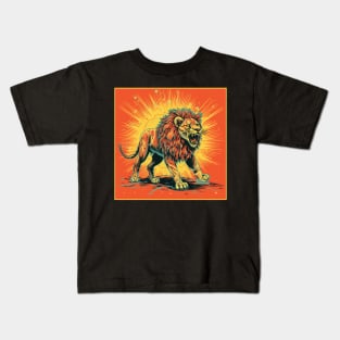 Lion Cartoon Vintage Comics Lion Artwork Kids T-Shirt